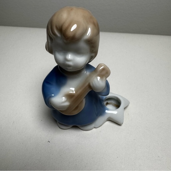 Vintage Set of 4 Colonial Japan Mini Candle Holders Angel Playing Instruments - Picture 7 of 13